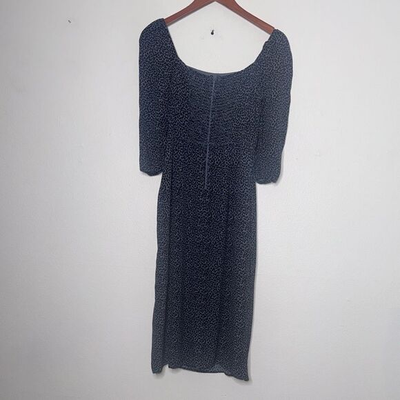 Abercrombie & Fitch leopard print 3/4 Sleeve Squareneck Smocked Dress Size Small - Picture 3 of 12